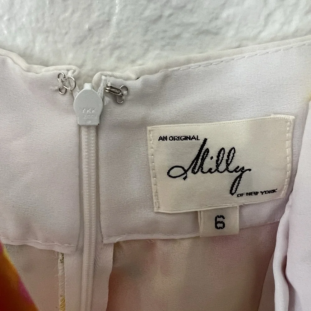 Milly Of New York Dress Size 6 Babydoll Slip Dress 100% Silk Side Zip Floral Y2K - Picture 7 of 8